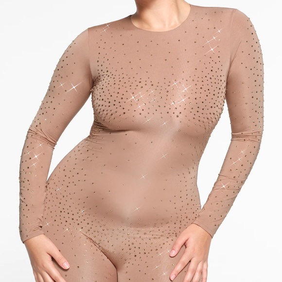 NWT Skims x Swarovski Jelly Sheet Long Sleeve Catsuit XS - Picture 5 of 8